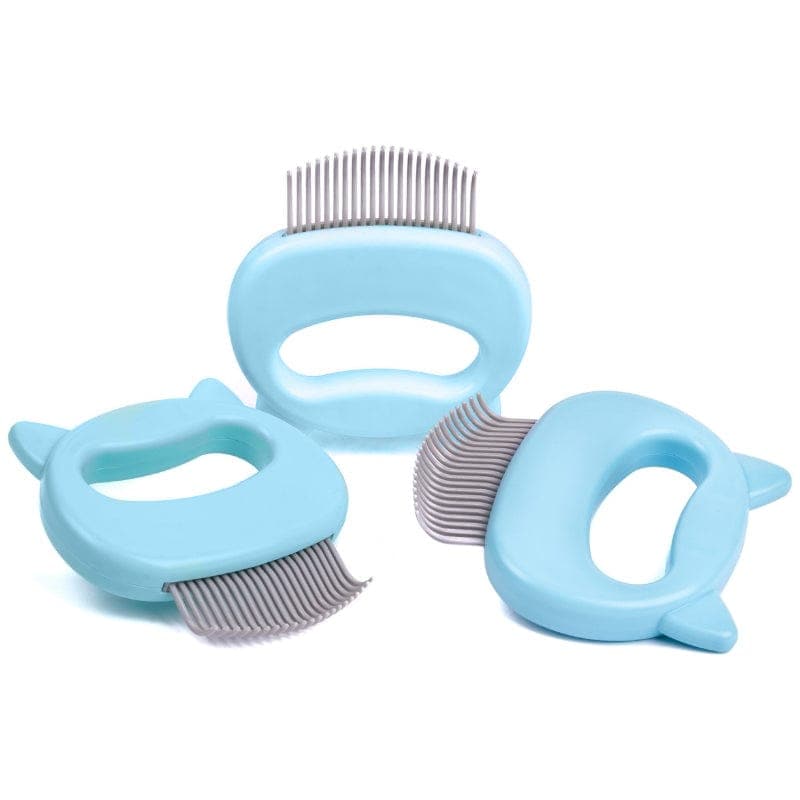 Leos paw 3-Pack - Buy 2 Get 1 Free / Blue x3 Copy WideBundle of Cat Hair Removal Massaging Shell Comb