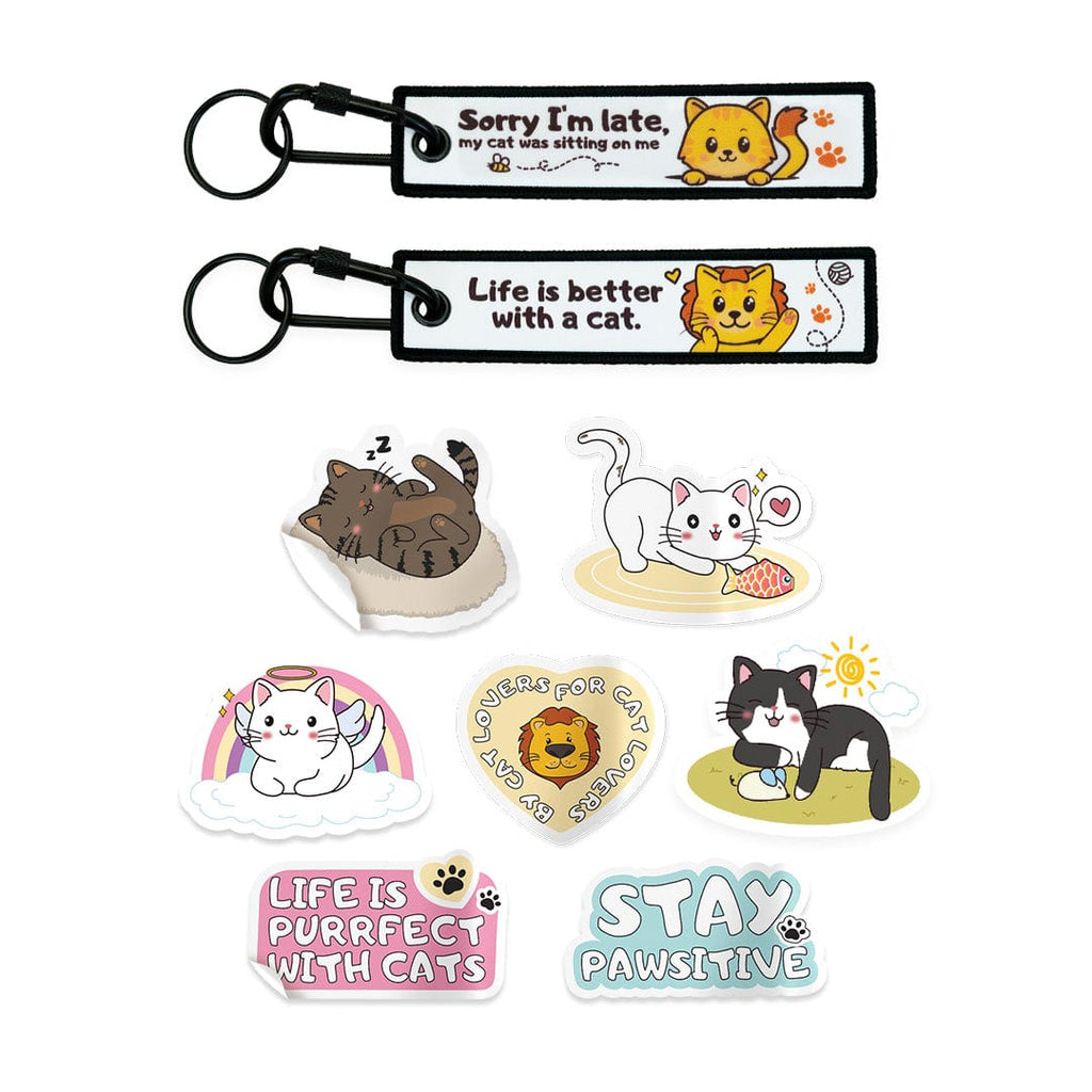 Leos paw Cat Quote Keychain & Adorable Stickers