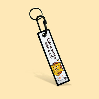 Leos paw Life is better Cat Quote Keychain & Adorable Stickers