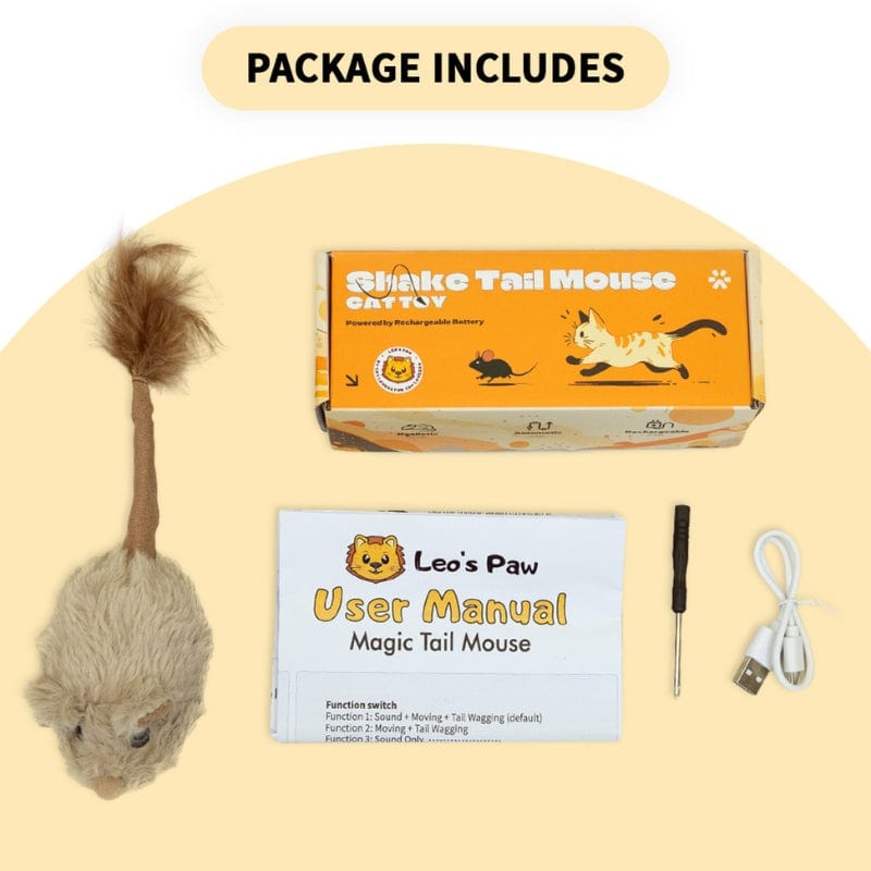 Magic Tail Mouse Cat Toy Leos paw Magic Tail Mouse Cat Toy Leos paw
