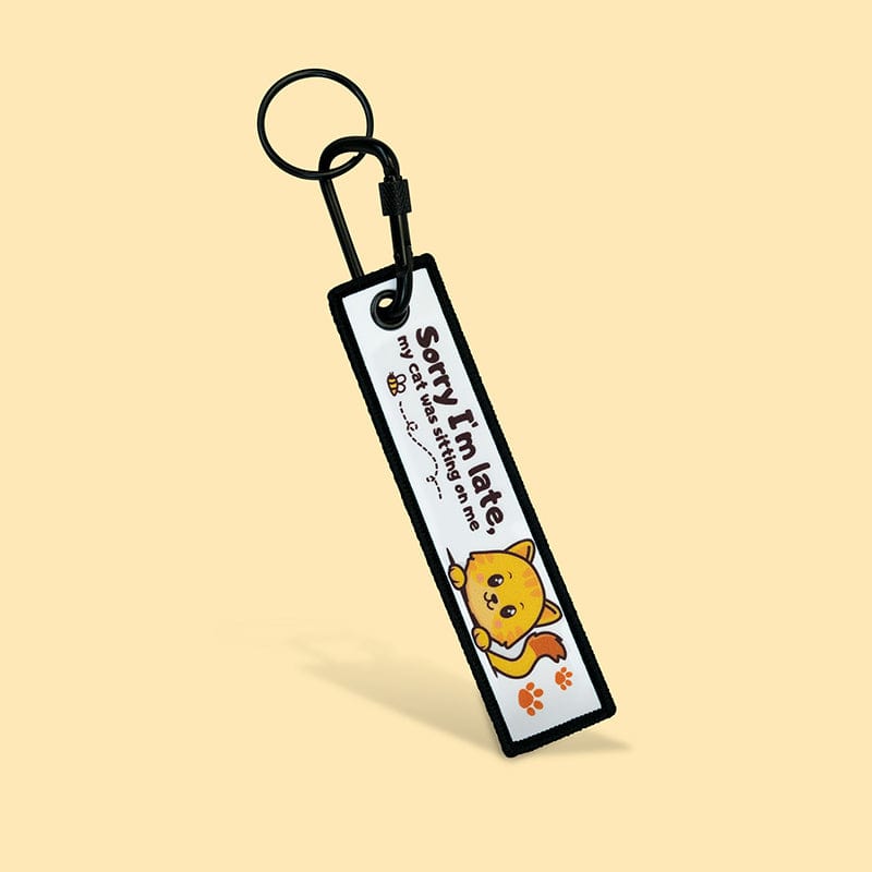Leos paw Sorry I'm Late Cat Quote Keychain & Adorable Stickers