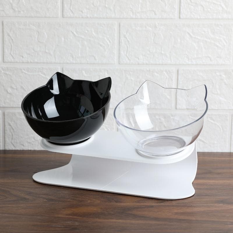 Leos paw black/clear / double Anti-Vomiting Orthopedic Cat Bowl