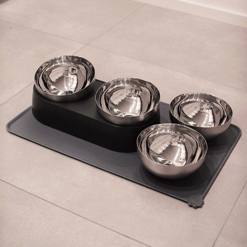 Leos paw [BUNDLE] Anti-Vomiting Stainless Steel Cat Bowls + Mat